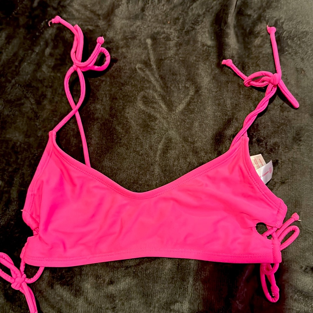 Sz S vibrant hot pink bikini swim top
